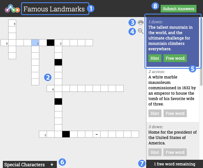 Annotated Crossword screen image