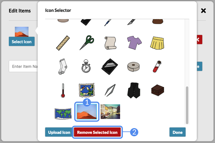 adventure item icon remove