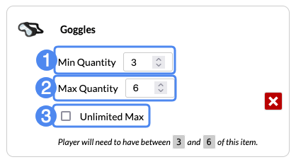 adventure required item editor advanced options